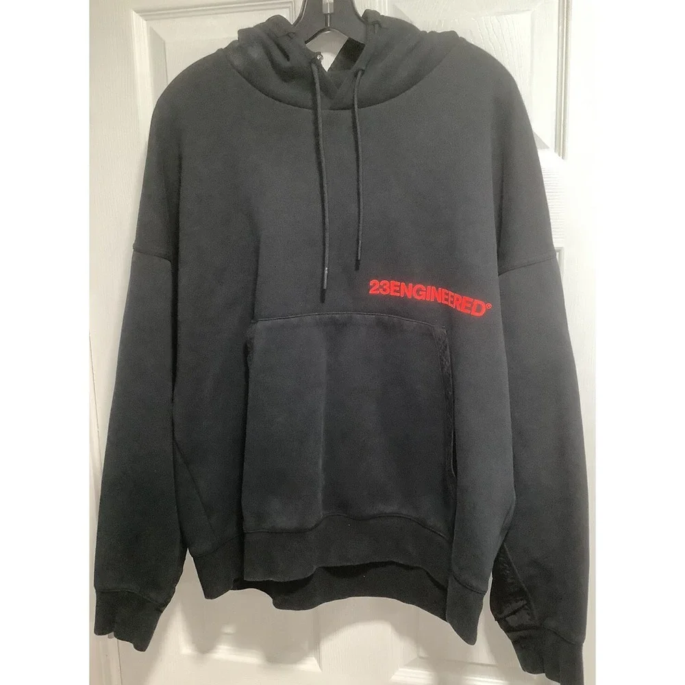 Jordan ENGINEERED Hoodie Hooded Sweatshirt Black Sz Large 23 Flight Long Sleeve